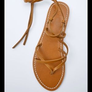 Zara brown leather gladiator sandals size 38